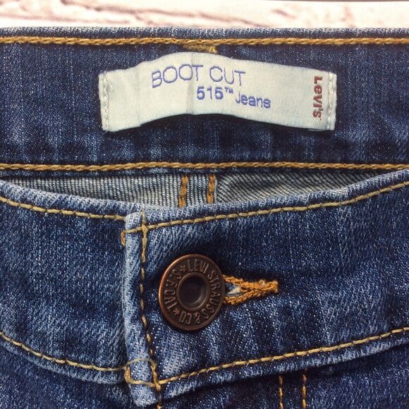 Levi's 515 Jeans Women’s Sz 14 Boot Cut Mid Rise Med Wash Distressed Flap Pocket - Picture 7 of 12